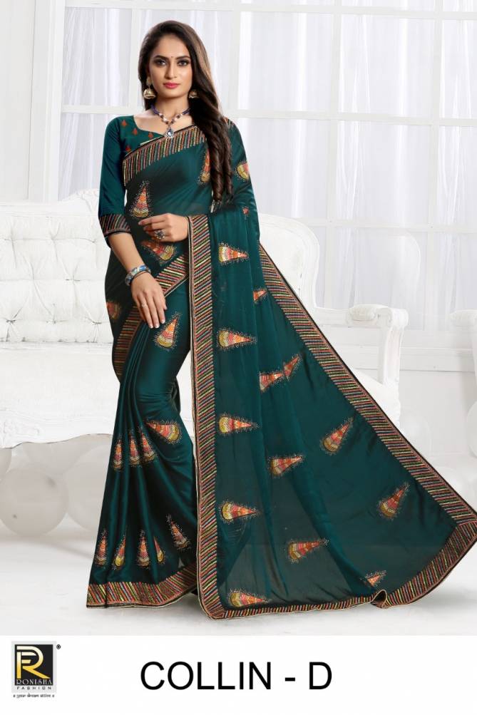Ronisha Collin Latest Fancy Festive Wear Rangoli Silk Embroidery Saree Collection