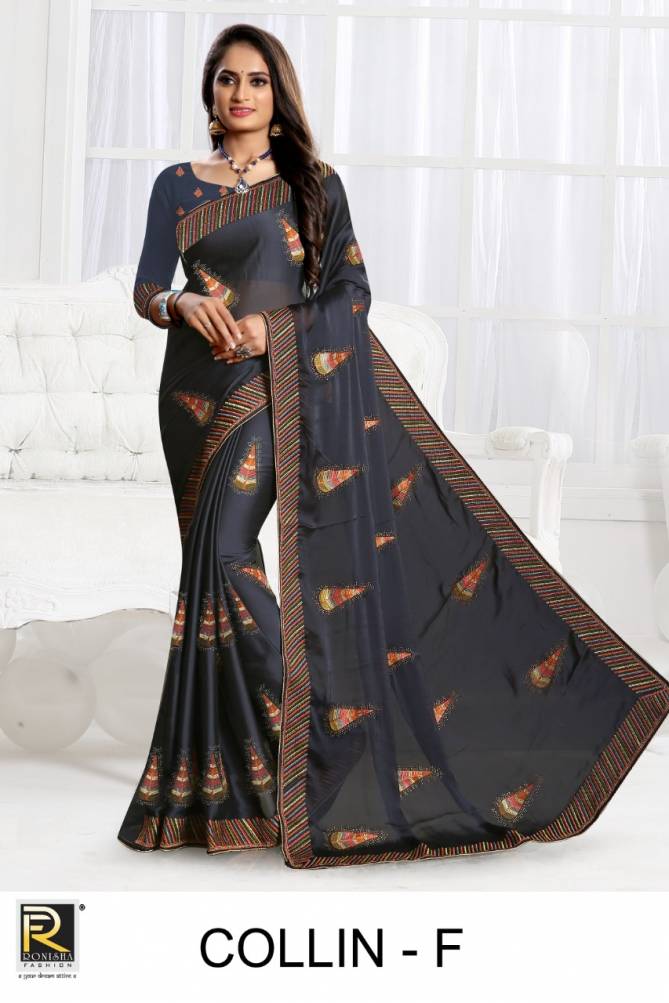 Ronisha Collin Latest Fancy Festive Wear Rangoli Silk Embroidery Saree Collection
