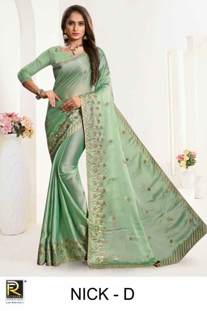 Ronisha Nick Latest Heavy Festive Wear Rangoli Silk Embroidery Saree Collection