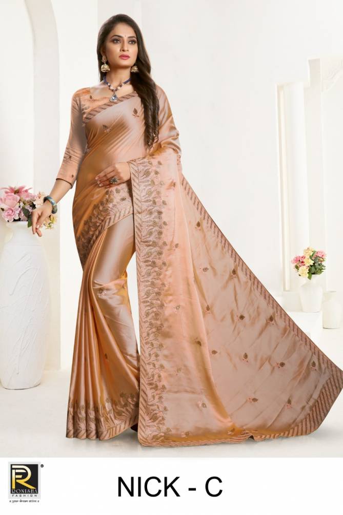 Ronisha Nick Latest Heavy Festive Wear Rangoli Silk Embroidery Saree Collection