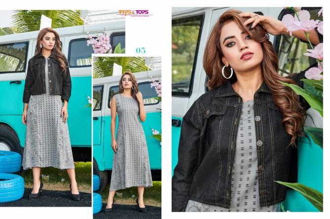 Tips Tops Mantra 5 Ethnic Party Wear Cotton Kurti With Jacket Collection