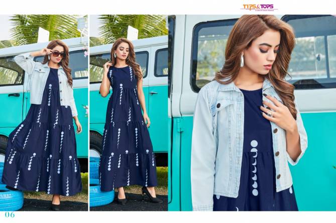 Tips Tops Mantra 5 Ethnic Party Wear Cotton Kurti With Jacket Collection