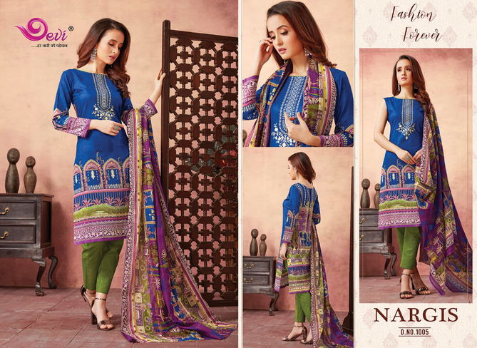 Devi Nargis Latest Casual Wear Pure Cotton Printed Dress Material Collection