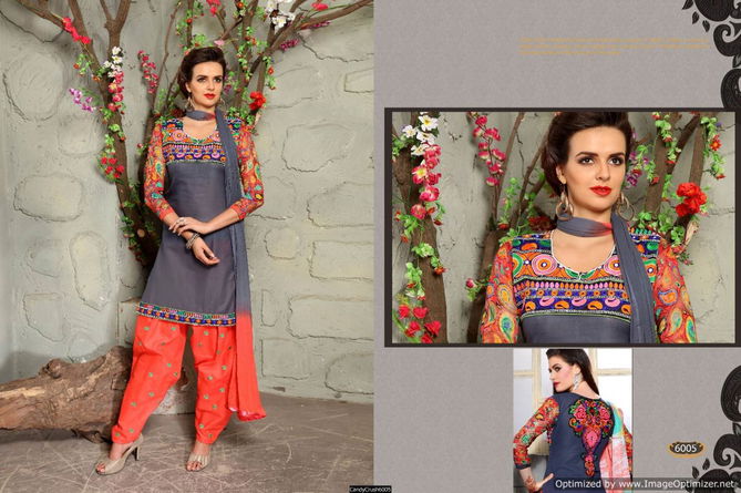 Latest Designer Embroidered Punjabi Dress Material With Nazmeen Dupatta 