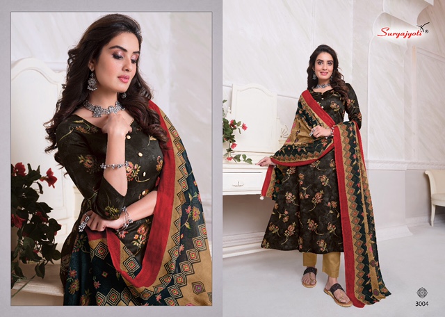 Suryajyoti Nitya 3 Latest Printed Casual Wear Pure Cotton Satin Designer Dress Material Collection
