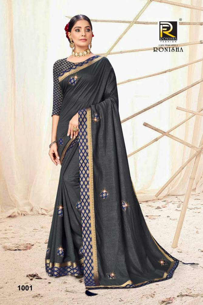 Ronisha Amber Latest Fancy Designer Festive Wear Vichitra Silk Saree Collection