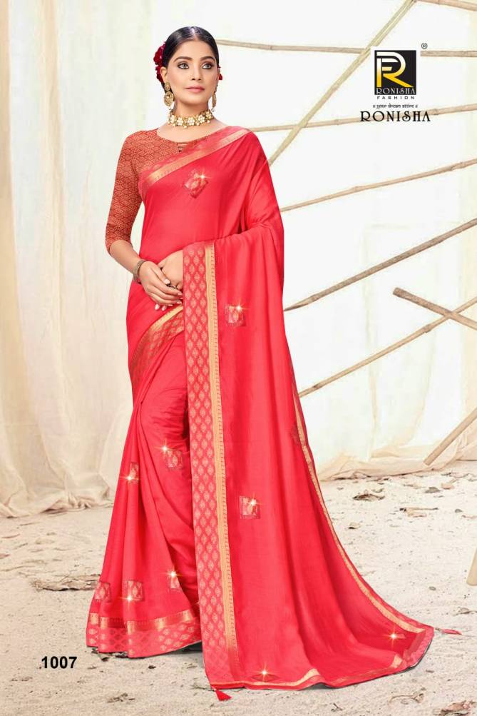 Ronisha Amber Latest Fancy Designer Festive Wear Vichitra Silk Saree Collection