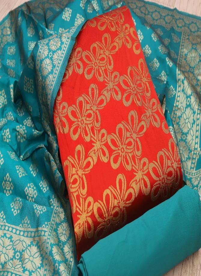 Rnx Jacquard Gold 3 Festive Wear Banarasi Jacquard Dress Material Collection  