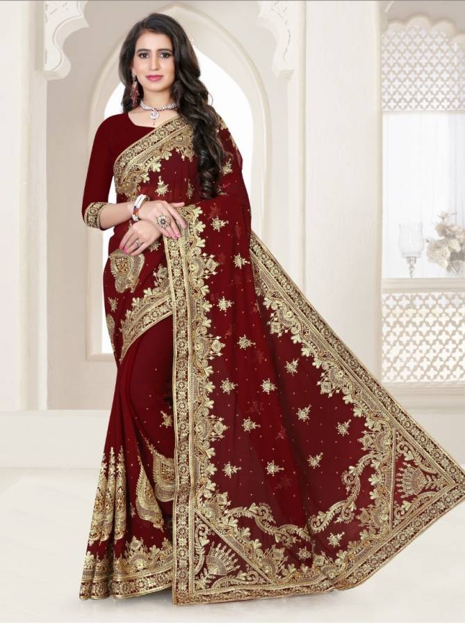 Ronisha Harry Georgette Festive Wear Embroidery Work Saree Collection