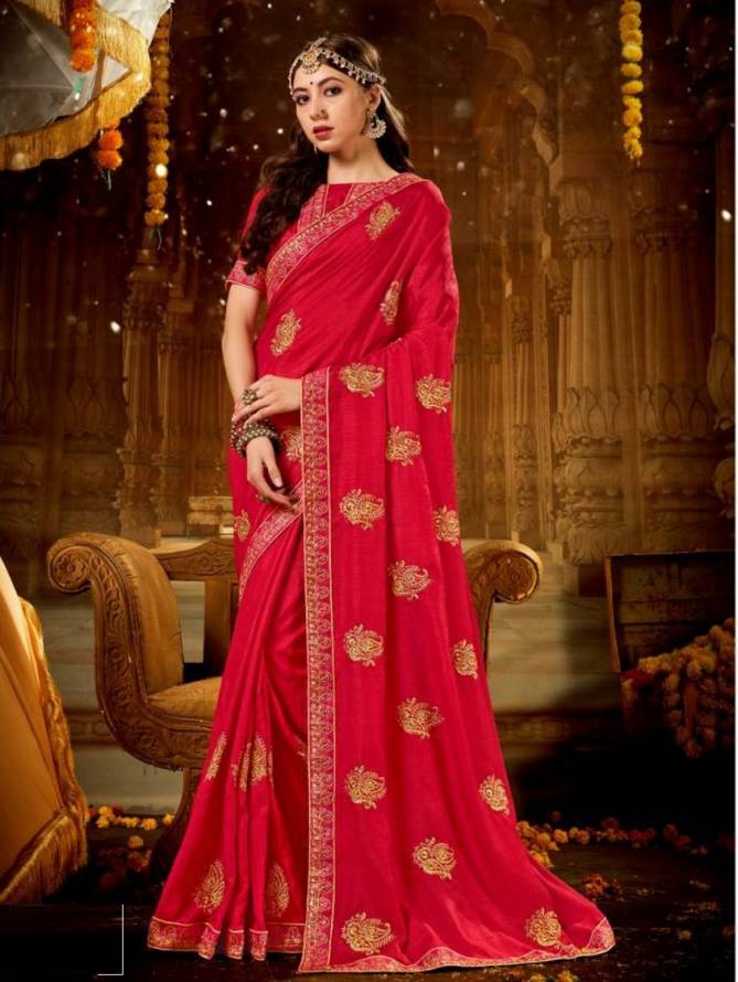 Kalista Euro 3 Latest Designer Festive Wear Vichitra Silk Fancy Saree Collection