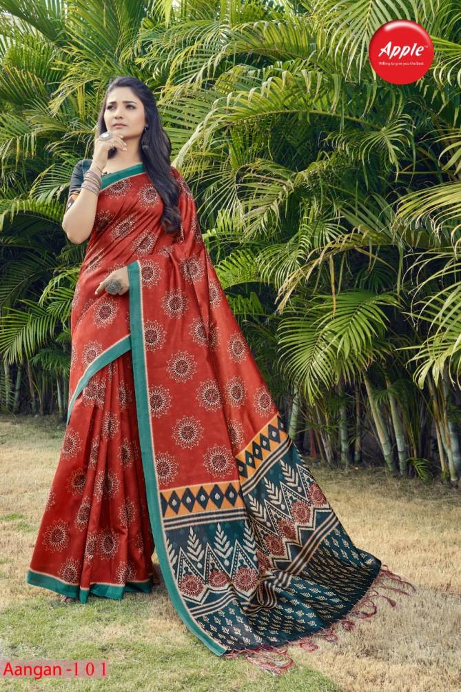 Apple Aangan 1 Fancy Ethnic Wear Silk Printed Designer Saree Collection 