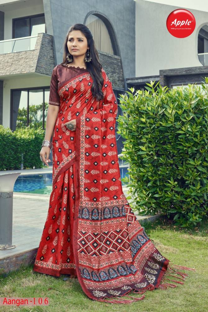 Apple Aangan 1 Fancy Ethnic Wear Silk Printed Designer Saree Collection 