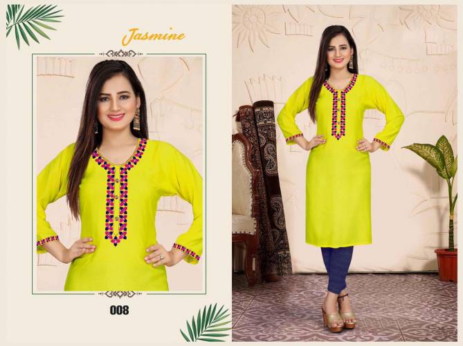 Aagya Jasmine 2 Ethnic Wear Embroidery Rayon Designer Kurti Collection
