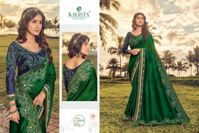 Kalista Glorious 10 Fancy Festive Wear Vichitra Silk Embroidery Work Saree Collection