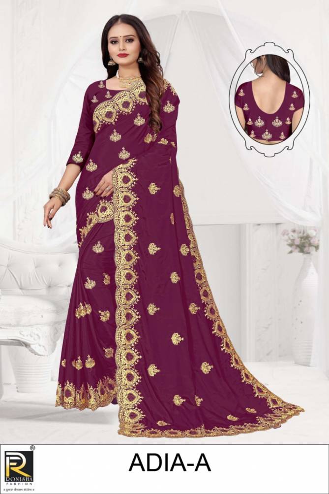 Ronisha Adia Fancy Festive Wear Silk Embroidered Latest Saree Collection