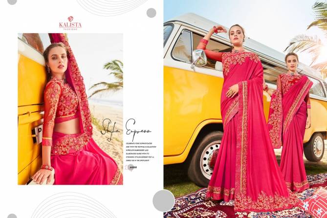 Kalista Glorious 8 Latest Fancy Designer Wedding Wear Vichitra Silk Heavy Embroidered Saree Collection
