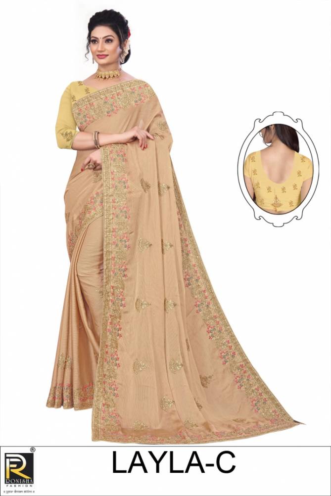 Ronisha Layla Fancy Festive Wear Crape Silk Designer Saree Collection