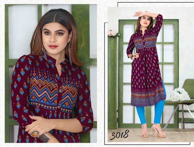 Beauty Queen Pankh Fancy Ethnic Wear Rayon Printed Designer Kurti Collection