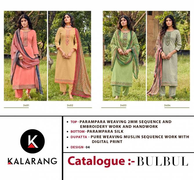 Kalarang Bulbul Parampara Weaving Fancy Festive Wear Designer Dress Material Collection
