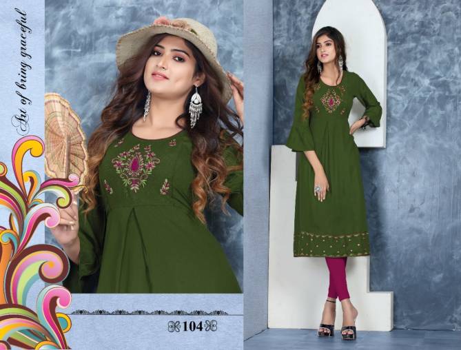Beauty Queen Ever Green Fancy Ethnic Wear Rayon Designer Kurti Collection