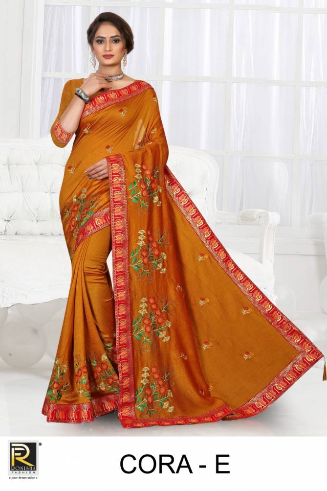 Ronisha Cora Latest Fancy Festive Wear Heavy Vichitra Silk Saree Collection
