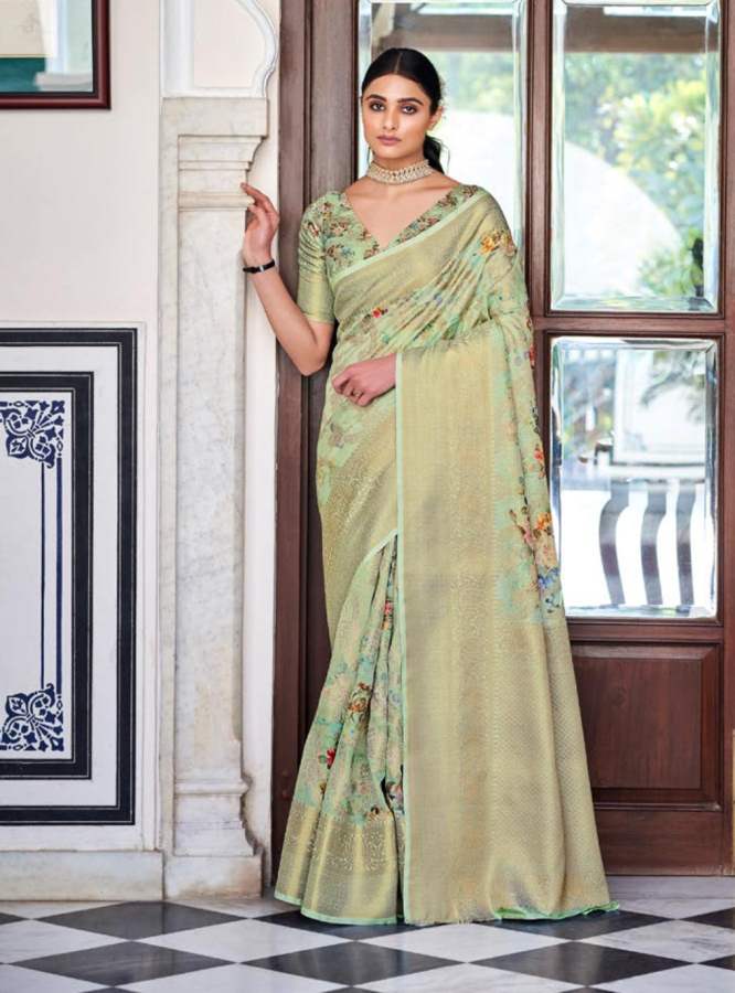 Blue Resham Embroidered Tussar Saree – Turaja