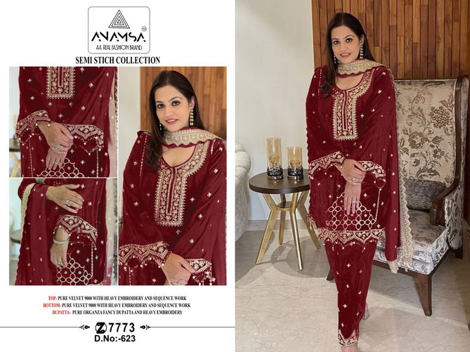 Anamsa 623 Velvet Embroidered Pakistani Suit Wholesalers In Delhi