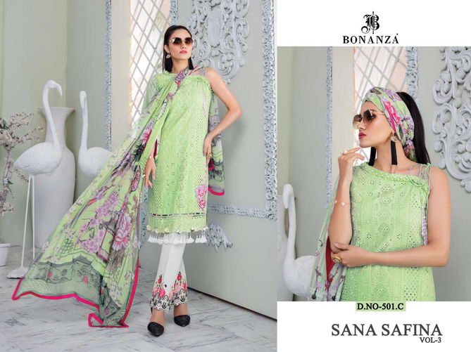 Sana safinaz Vol-3 Lawn Cotton Heavy & Sifli (Chikan Work) with Embroidery Work with Patch Work Pakistani Collections