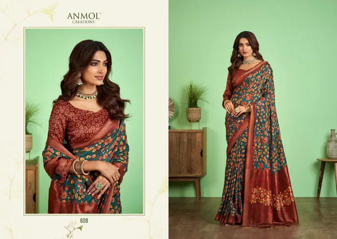 Tulip Vol 6 By Anmol Jute Silk Printed Sarees Catalog