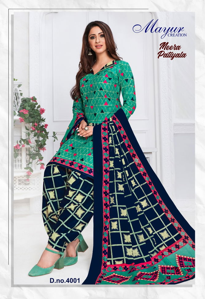 Mayur Meera Patiyala 4 Latest Fancy Regular Wear Printed Pure Cotton Readymade salwar Suit Collection
