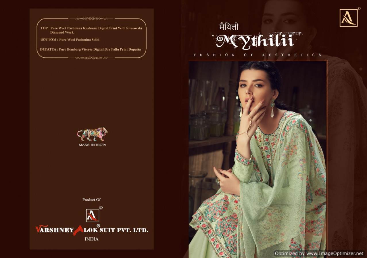 Alok Mythili Latest Collection Of Designer Pure Pashmina Kashmiri Digital Print Swarovski Diamond Work Dress Material 