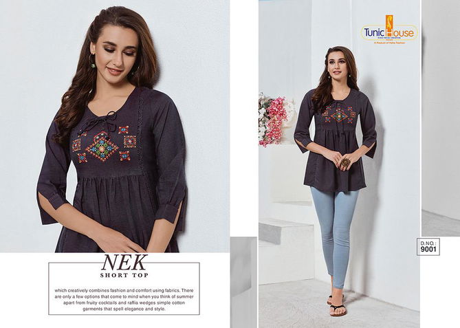 Latest Ladies Rayon Short Tops Collection With Embroidery Work