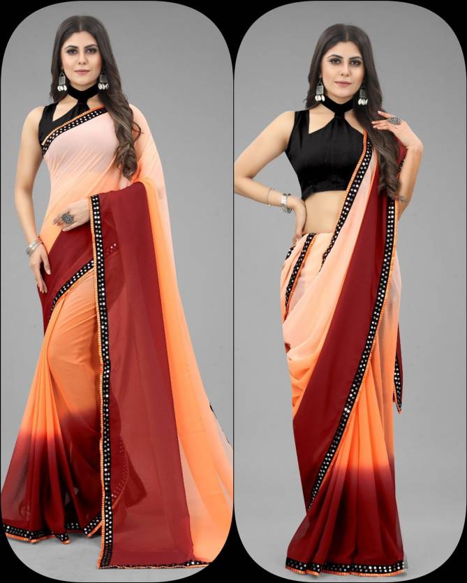 Aab Georgette Two Shaded Sequence Wholesale Saree in India