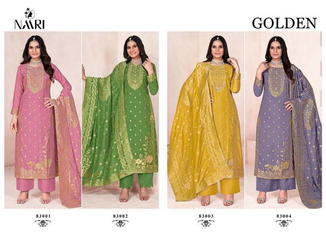 Golden By Naari Muslin Dola Jacquard Designer Salwar Kameez Exporters In India