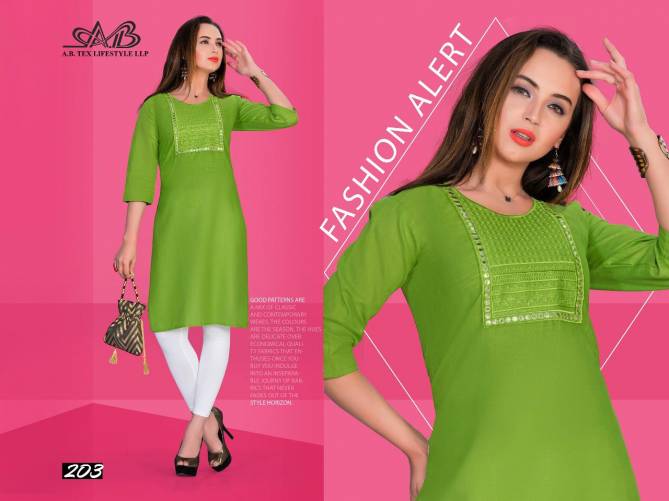 Ab Dhani 1 Designer Regular Wear Neck Work Cotton Slub Pure Kurti Collection

