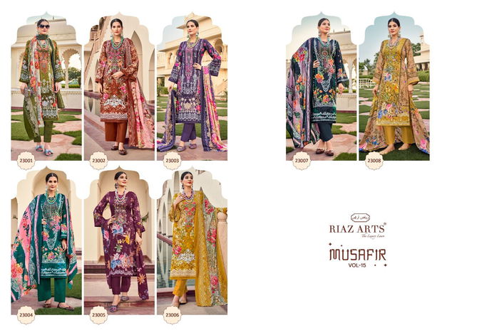 Musafir Vol 15 By Riaz Arts Lawn Digital Printed Dress Material Exporters In India