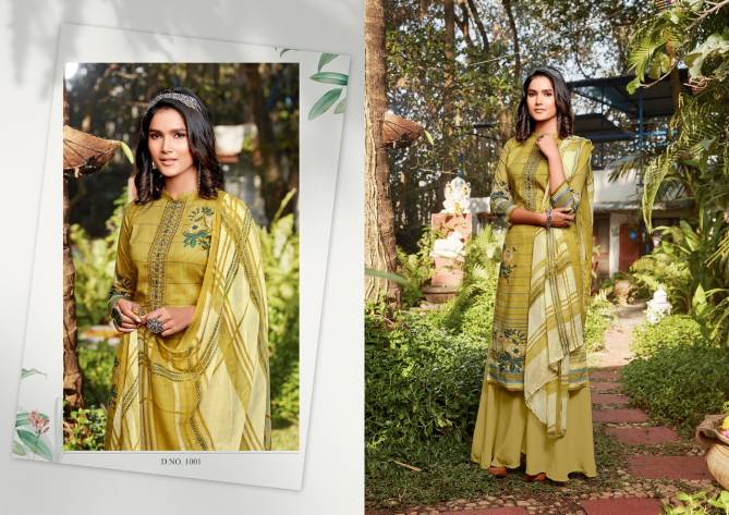 Anita Kesariya Raazi Casual Wear Pure cambric Digital Print with neck embroidery Mirror work Designer Dress Material Collection
