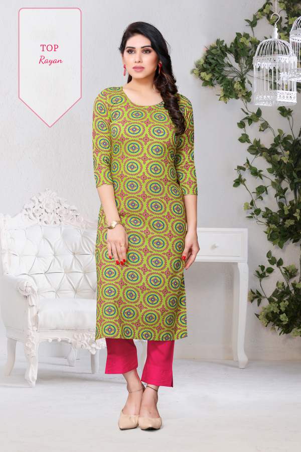 Latest Decent 2 Casual Wear Rayon Printed Kurti Collection