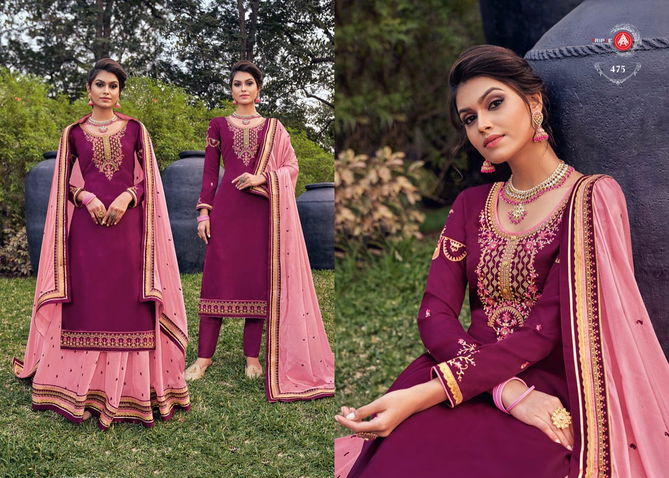 TRIPLE AAA KOHINOOR Latest Heavy Wedding Wear Satin Georgette Embroidery Work top With Lehenga And dual Santoon  Salwar Suit Collection