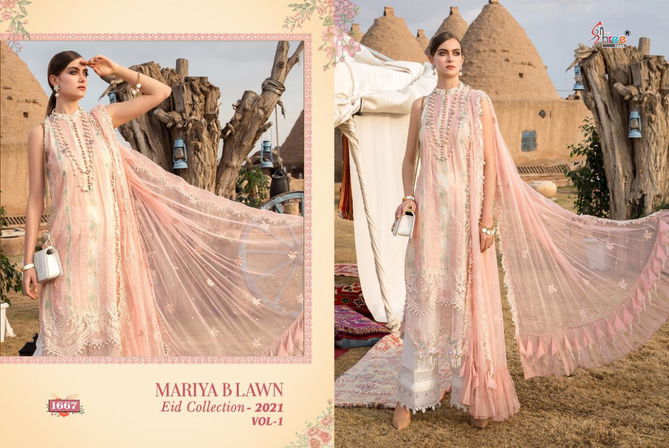 Shree Mariya B Lawn Eid Collection 2021 Vol 1 Latest Fancy Designer Festive Wear Pure Cotton Printed Pakistani Salwar Suits Collection
