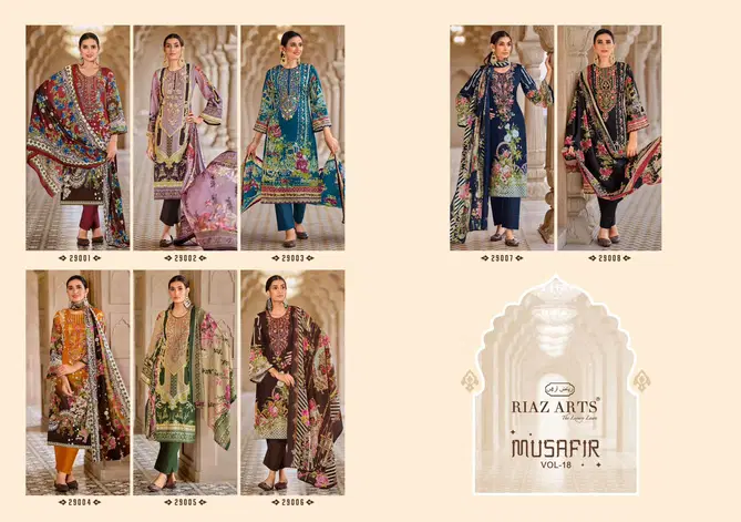 Musafir Vol 18 By Riaz Arts Karachi Lawn Digital Printed Dress Material Orders In India