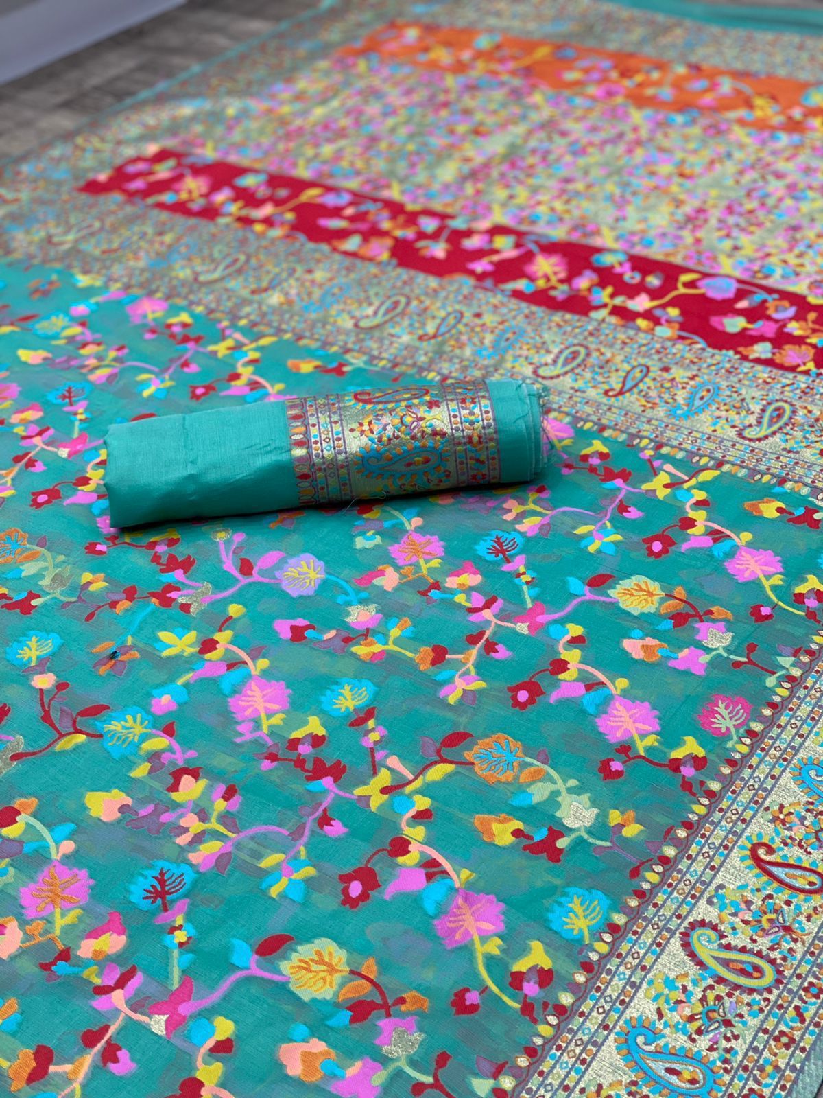 Vivera Kashmiri Pashmina Kachi Printed Wedding Sarees Suppliers In India