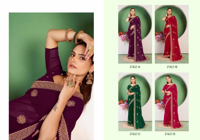 Jayshree 2162 A To D Georgette Blooming Wedding Saree Wholesalers In Delhi