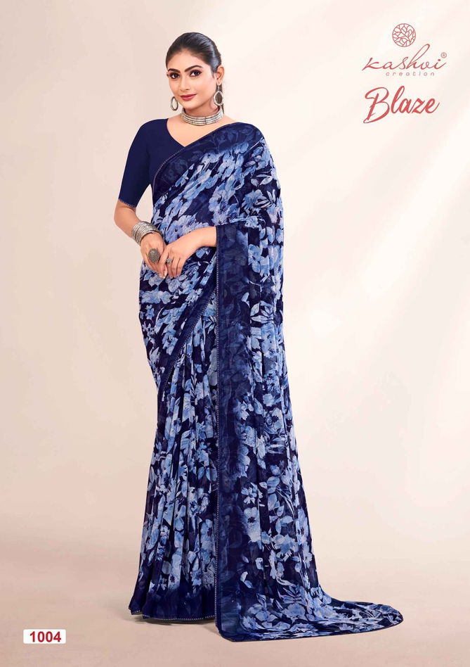 Blaze By Kashvi Swarovski Lace Pure Georgette Printed Sarees Wholesale Price In Surat