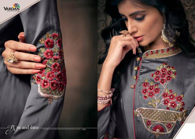 Vardan Navya Vol-12 Triva Satin With Embroidery Work inner Stiched Designer Gown Collections