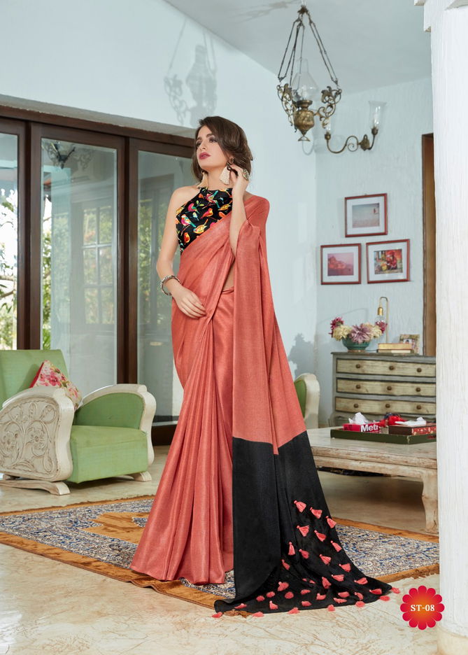 Shreyans Speed Test Exclusive collection Of Deaigner Party Wear Linen Saree with Cotton Blouse 