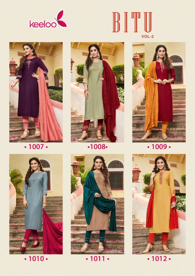 Keeloo Bittu 2 Rayon New Ethnic Wear Latest Kurti Pant With Dupatta Collection