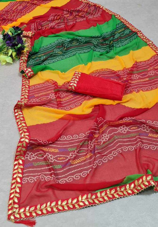 Mahek 84 Fancy Ethnic Wear Designer Printed Georgette Leheriya Bandhani Saree