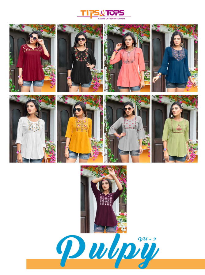 Tips And Tops Pulpy 9 New Ethnic Wear Rayon Fancy Wear Western Top Collection