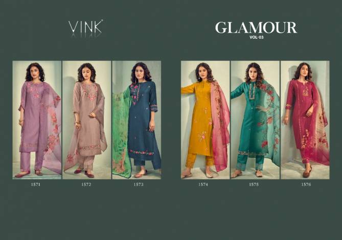 Vink Glamour 3 Fancy Printed Ethnic Wear Silk Ready Made Suit Collection